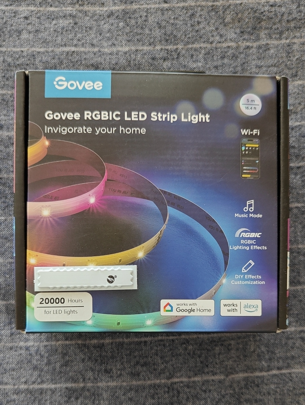 Govee 5m/16.4 ft RGBIC LED Strip Light - Multicolor Wi‑Fi Smart Lighting